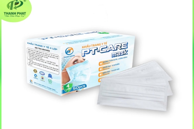 KHẨU TRANG PT - CARE (4 Lớp Màu Trắng - 50 Cái / Hộp )